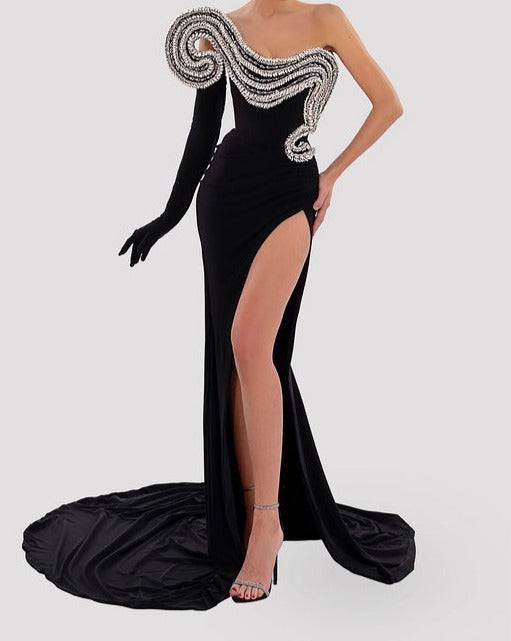 Selene Strapless Silver Embellished Side Sit Maxi Dress - Hot fashionista