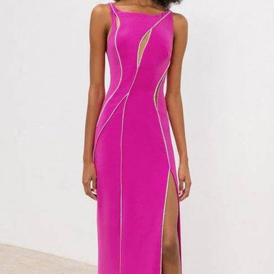 Shiela Embellished Rhinestone Slit Hem Maxi Dress - Hot fashionista