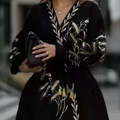 Stefany Long Sleeve Floral Print Wide Hem Mini Dress - Hot fashionista