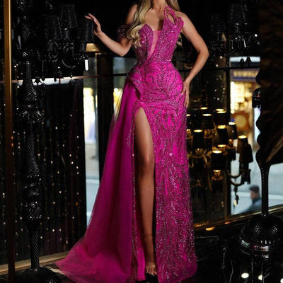 Stephany Tube Top Slit Sequined Mesh Maxi Dress - Hot fashionista