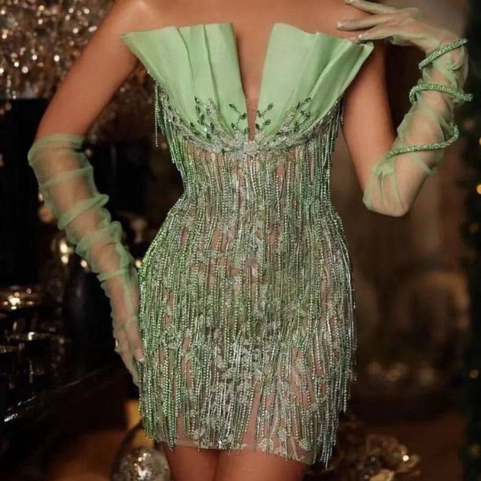 Thalia Haute Couture Fringed Mini Dress - Hot fashionista