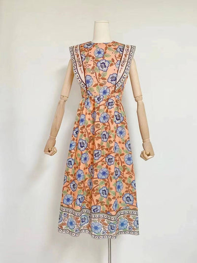 Theodora Sleeveless Round Neck Floral Midi Dress - Hot fashionista