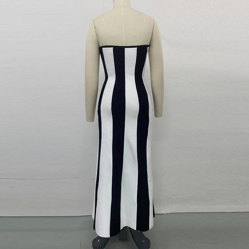 Tiffaney Strapless Striped Maxi Dress - Hot fashionista
