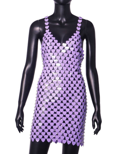 Tiffani Sleeveless Heart Shape Metallic Backless Cami Dress - Hot fashionista
