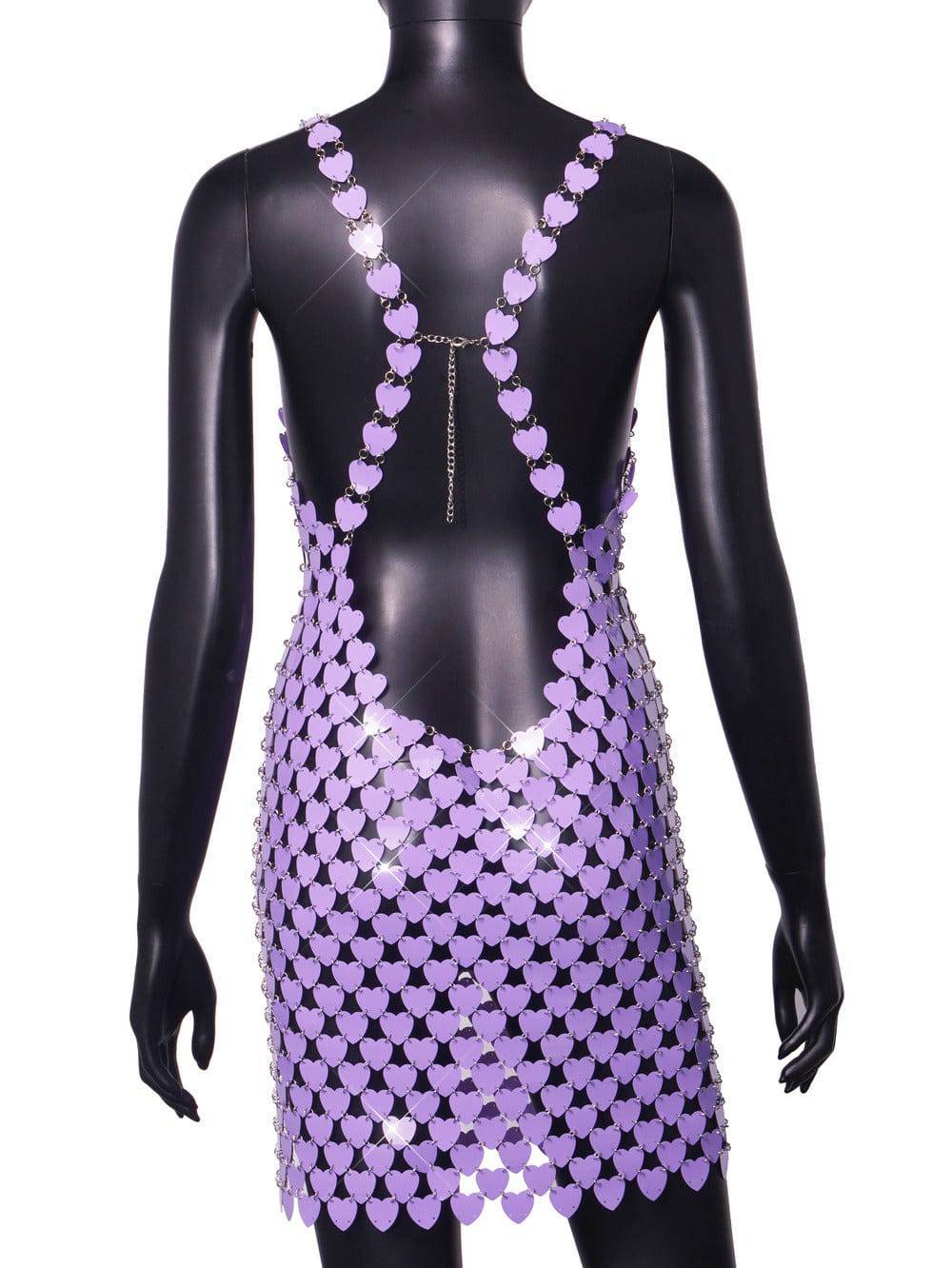 Tiffani Sleeveless Heart Shape Metallic Backless Cami Dress - Hot fashionista