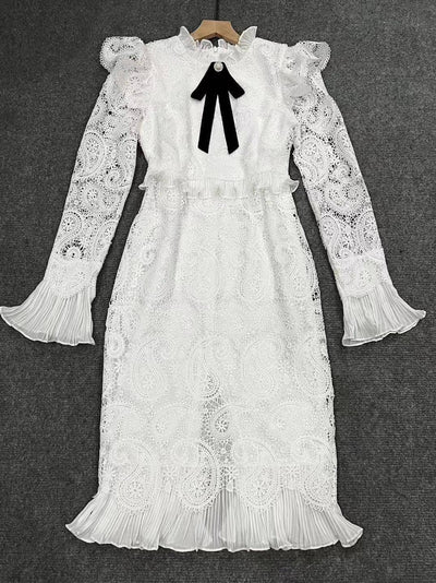 Lana Mock Neck Paisley Lace Peplum Dress - Hot fashionista
