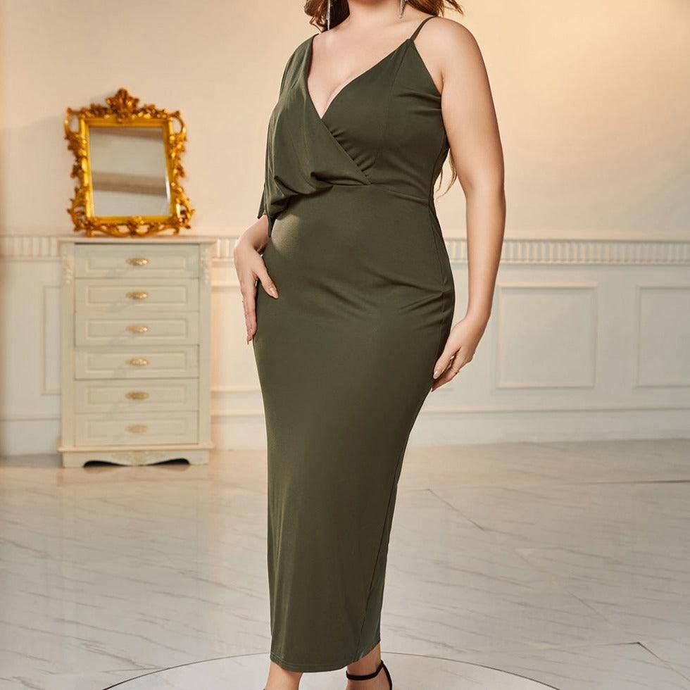 Louise Plus Asymmetrical Neck Batwing Sleeve Midi Dress - Hot fashionista