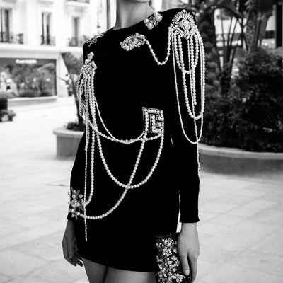 Abby Long Sleeve Pearl Embellishment Mini Dress - Hot fashionista