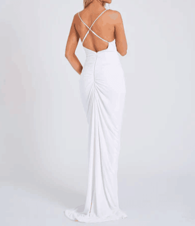 Aisha Flower-Embellished Plunge Maxi Dress - Hot fashionista