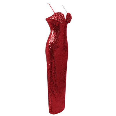 Brigette Flower Strappy Sequin Slip Maxi Dress - Hot fashionista