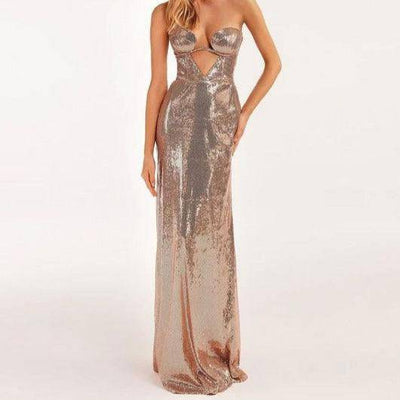 Carly Lace-Up Closure Sequined Maxi Dress - Hot fashionista