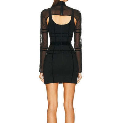 Cassandra Long Sleeve Tulle Overlayer Mini Dress - Hot fashionista