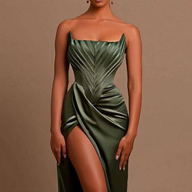 Dayana Satin Slit Maxi Dress - Hot fashionista