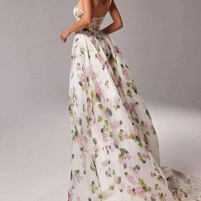 Emmie Thigh Slit Floral A-Line Dress - Hot fashionista