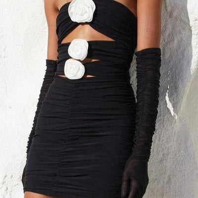 Lassie Strapless Cut Out Heart Embellished Mini Dress - Hot fashionista
