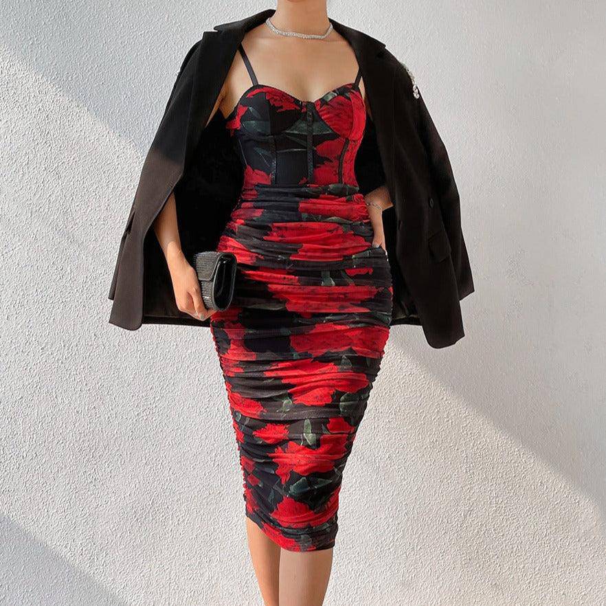 Lorraine Floral Ruched Midi Dress - Hot fashionista