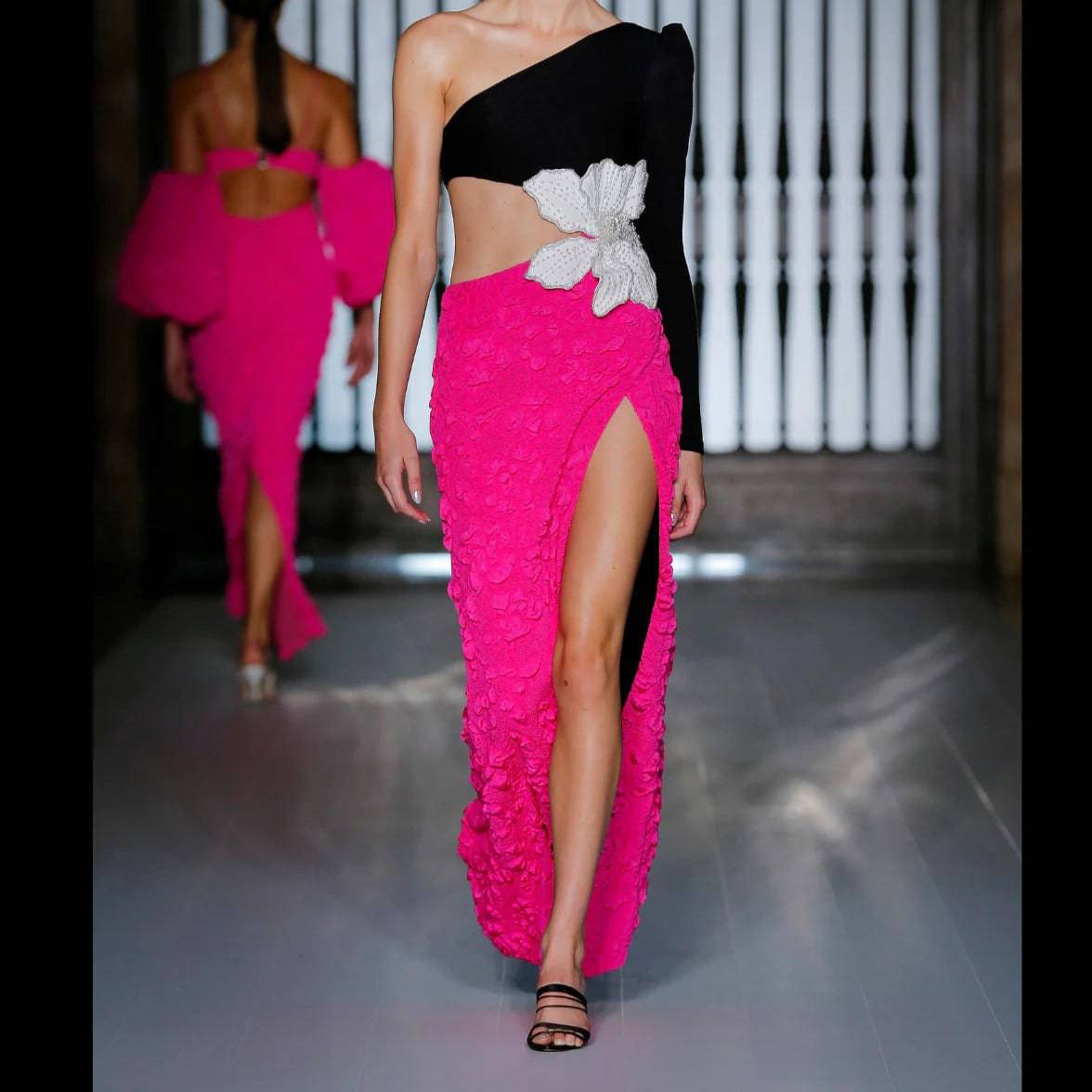 Mika Jacquard One Shoulder Stretch Maxi Dress - Hot fashionista