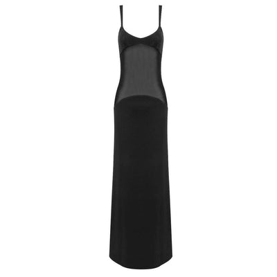 Mistie Black Crystal Embellishment Suspender Maxi Dress - Hot fashionista