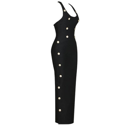 Nellie Sleeveless Strappy Button Embellishment Maxi Dress - Hot fashionista
