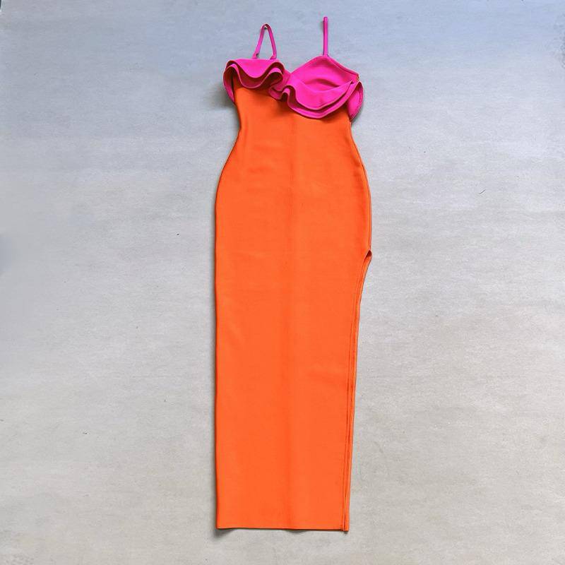 Sandy Duo Colorblock Slanted Flounce Dress - Hot fashionista