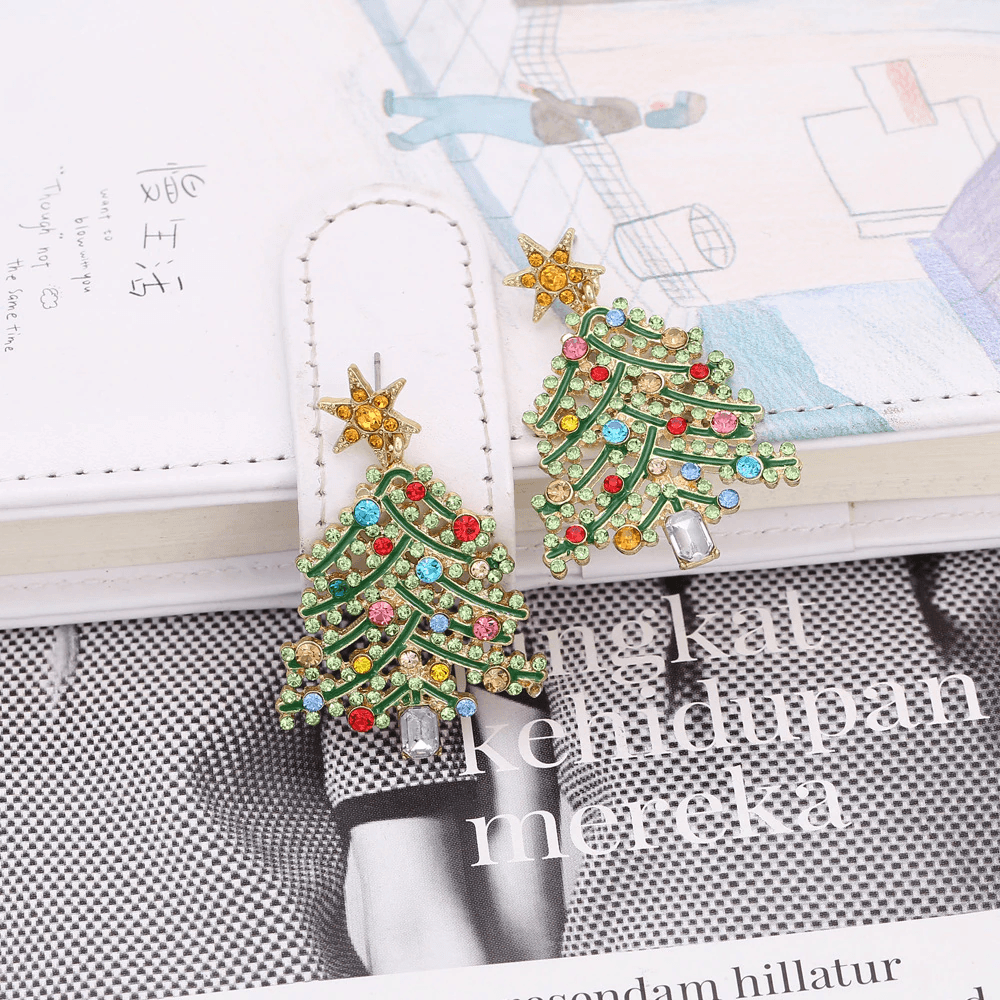 Imee Christmas Embellished Rhinestone Earrings - Hot fashionista
