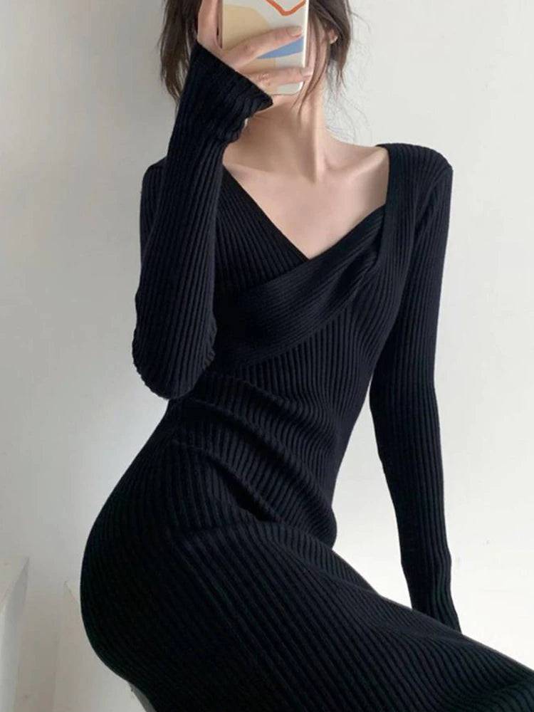 Violeta Plain Long Sleeves Midi Dress - Hot fashionista