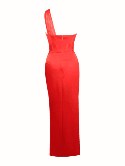 Kasey Crystal Embellished Mesh Satin Corset Gown - Hot fashionista
