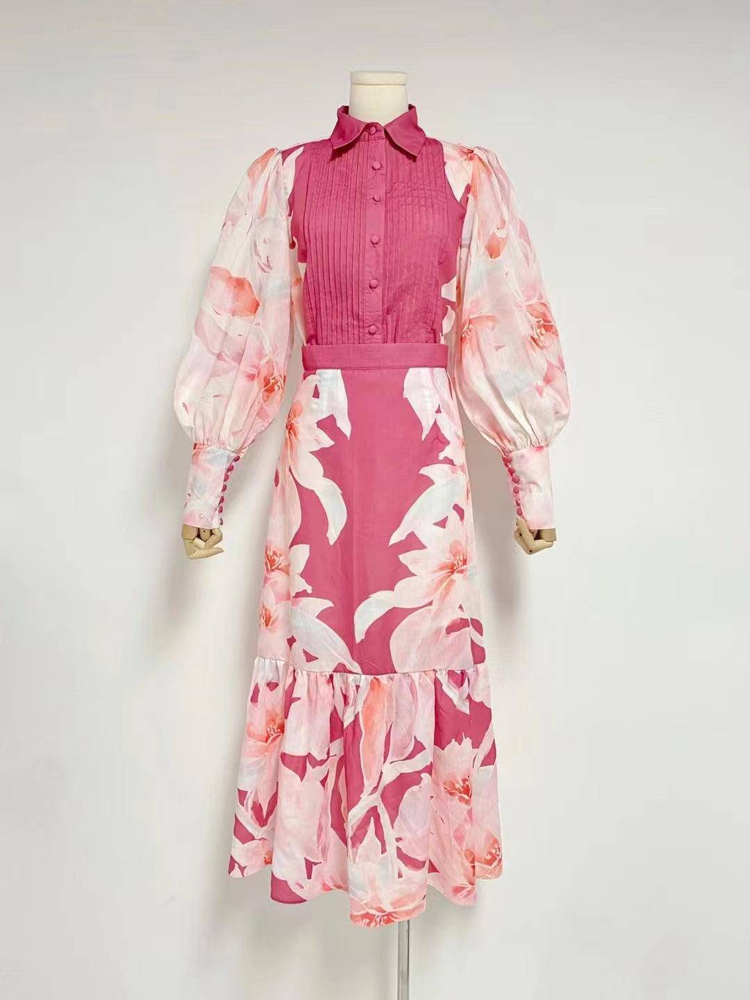 Kimmy Mermaid Midi Skirt Set - Orient Print in Hibiscus - Hot fashionista