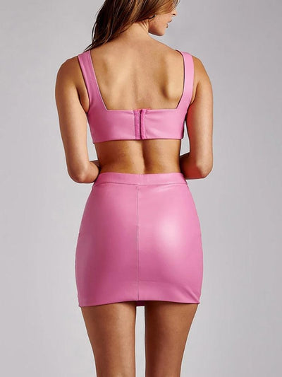 Brea Leather Skirt Set - Hot fashionista