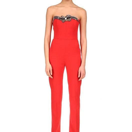 Mariam Embellished Crocodile Neckline Solid Jumpsuit - Hot fashionista