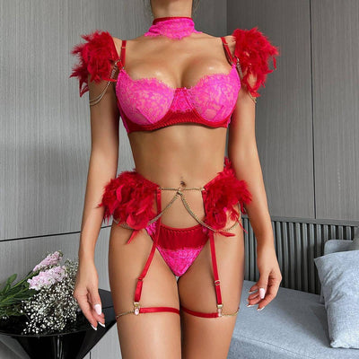Ashley 6-Piece Special Feather Lingerie - Hot fashionista