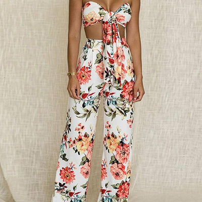 Audra Floral Semi-sweet Heart Top & Wide Pants Set - Hot fashionista