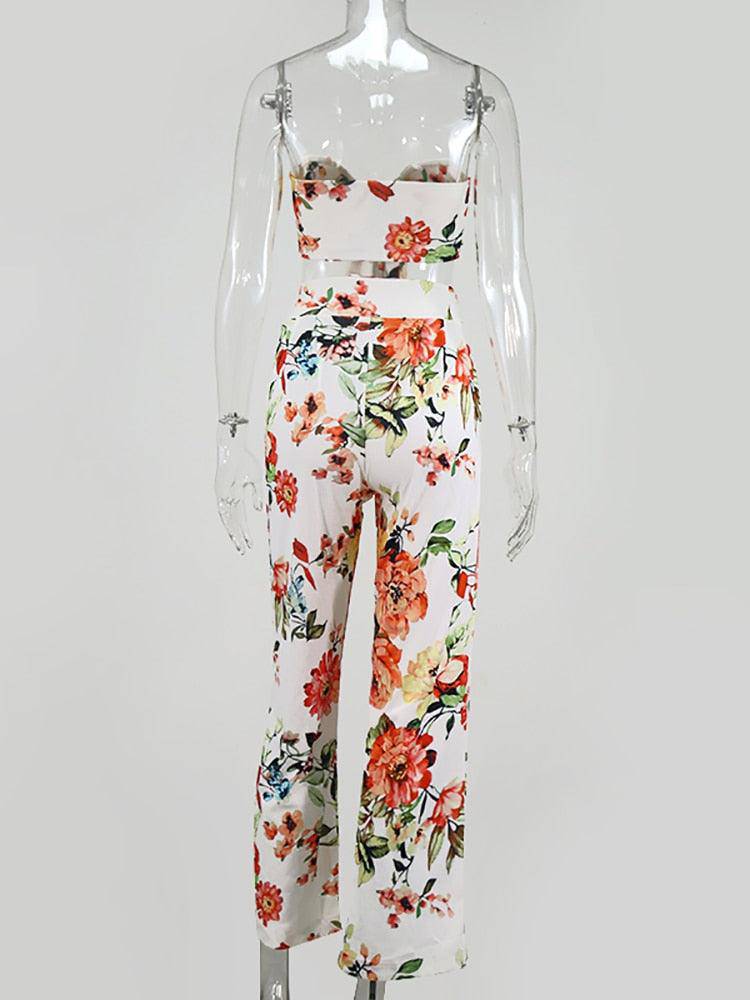 Audra Floral Semi-sweet Heart Top & Wide Pants Set - Hot fashionista
