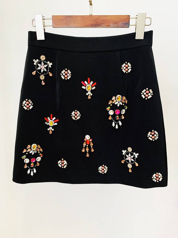 Misti Long Sleeve Colorful Diamond Bead Crop Top & Mini Skirt Set - Hot fashionista