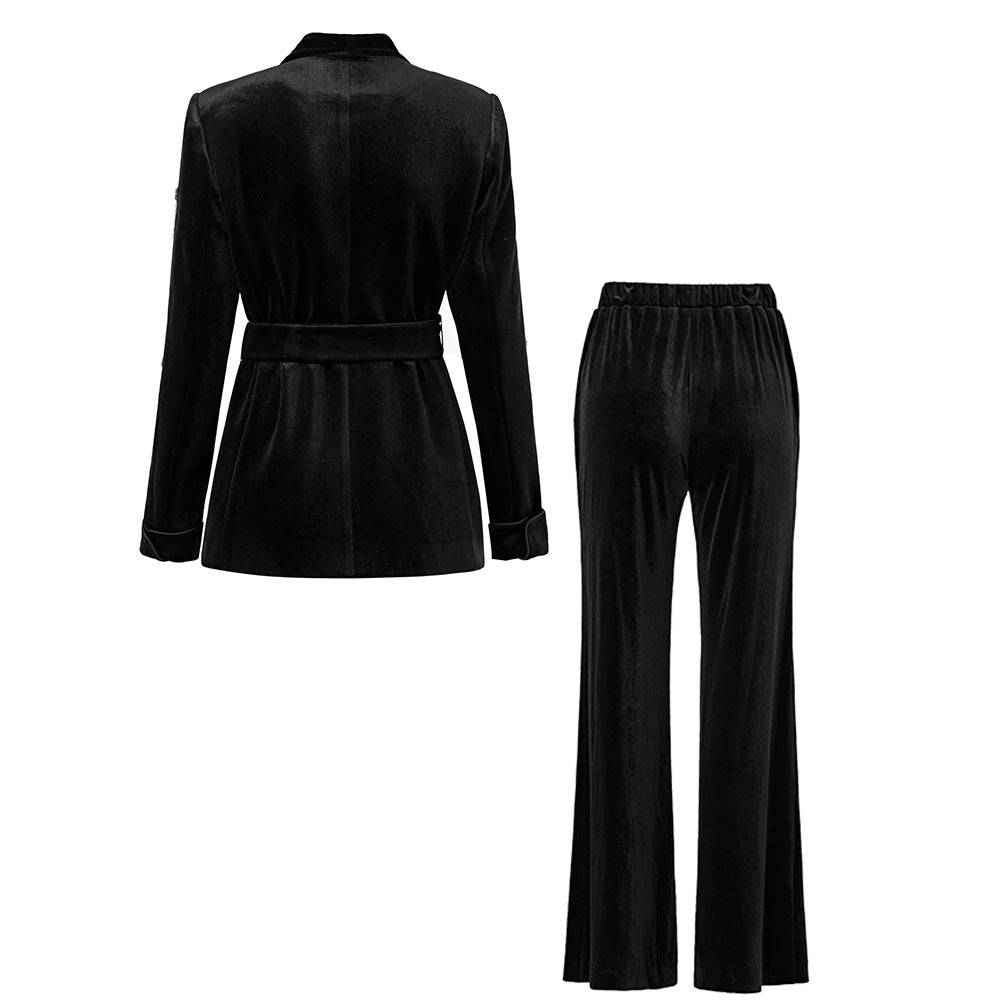 Sheena Long Sleeve Velvet Embellished Top & Pants Set - Hot fashionista