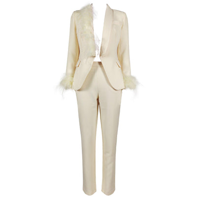 Faith Single Breasted Top & White Pant Suit Set - Hot fashionista