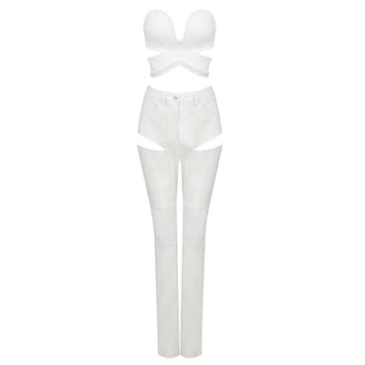 Amelia Strapless Crop Top & Cut Out Pants Set - Hot fashionista