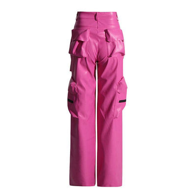Samara Pocketed Side Elastic Waist PU Leather Pants - Hot fashionista