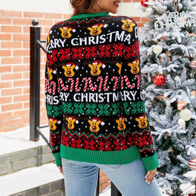 Ainsley Big Reindeer Merry Christmas Sweater - Hot fashionista