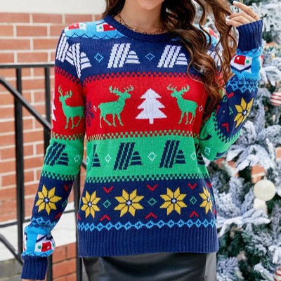 Alyssa Christmas Symbols Pattern Sweatshirt - Hot fashionista