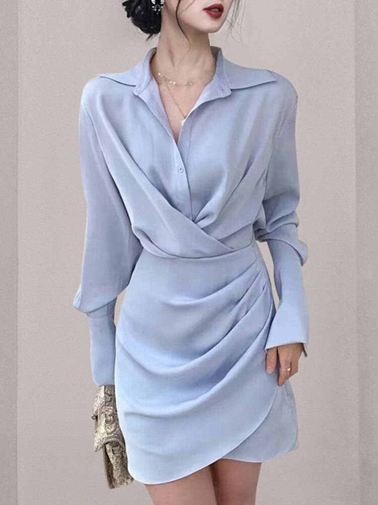 Angelina Ruched Asymmetrical Mini Dress - Hot fashionista