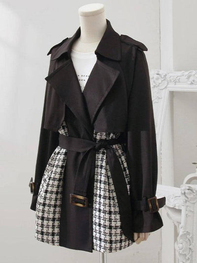 Aviana Gingham Belted Trench Coat - Hot fashionista