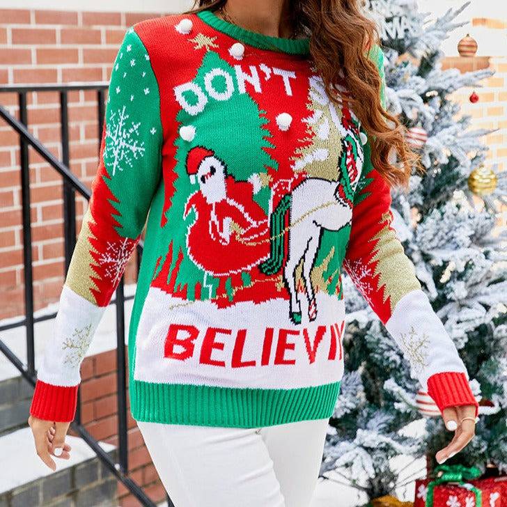 Bailey "DON'T STOP BELIEVIN'" Christmas Sweater - Hot fashionista