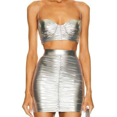 Carmen Ruched Bralette silver metallic set - Hot fashionista