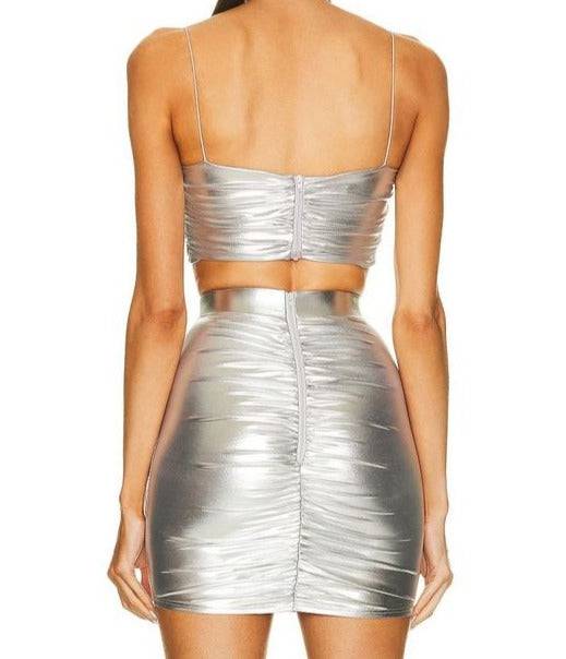 Carmen Ruched Bralette silver metallic set - Hot fashionista