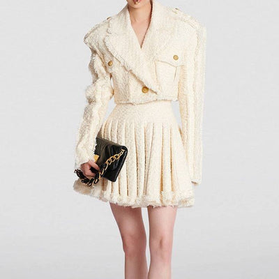Francesca Pleated Tweed Skirt Set - Hot fashionista