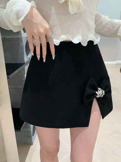 Jimena Spliced Bow Mini Skirts - Hot fashionista