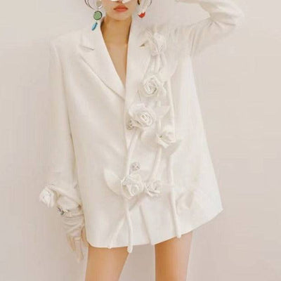 Joyce Oversize Blazer with 3D Flower Detail - Hot fashionista