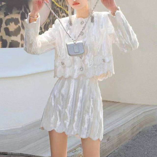 Juliet Velvet Cropped Top + Skirt Set - Hot fashionista