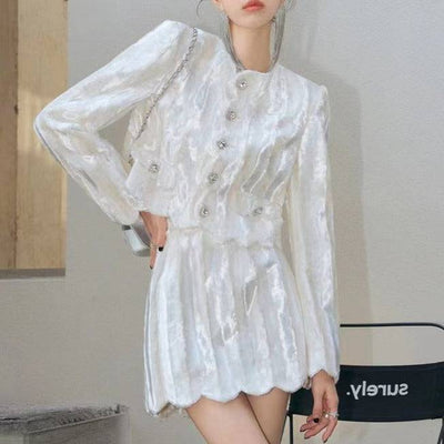 Juliet Velvet Cropped Top + Skirt Set - Hot fashionista